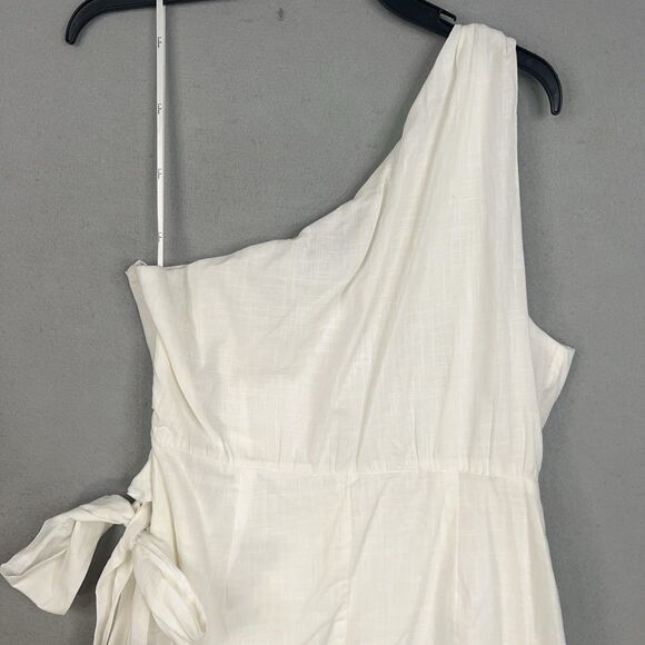 Lulus Dress Womens XL White Forever Summer One Shoulder Faux Wrap Mini Resort - Picture 11 of 16